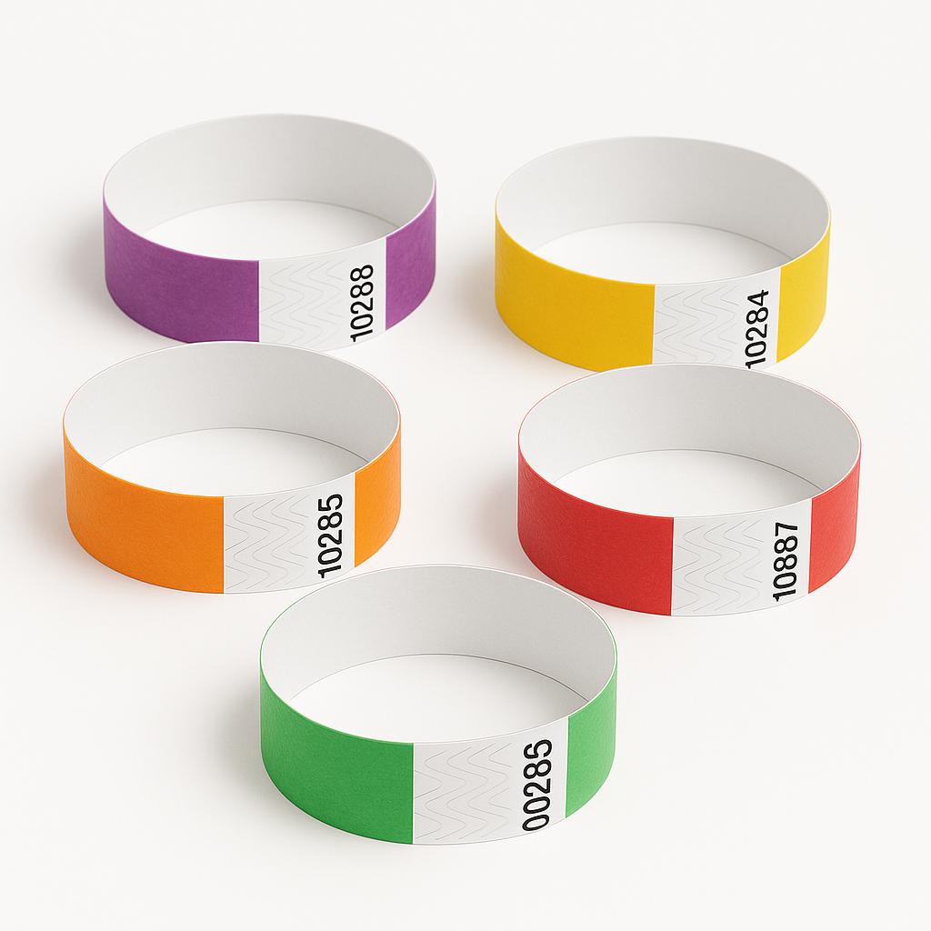 Brazaletes Tyvek de colores para eventos